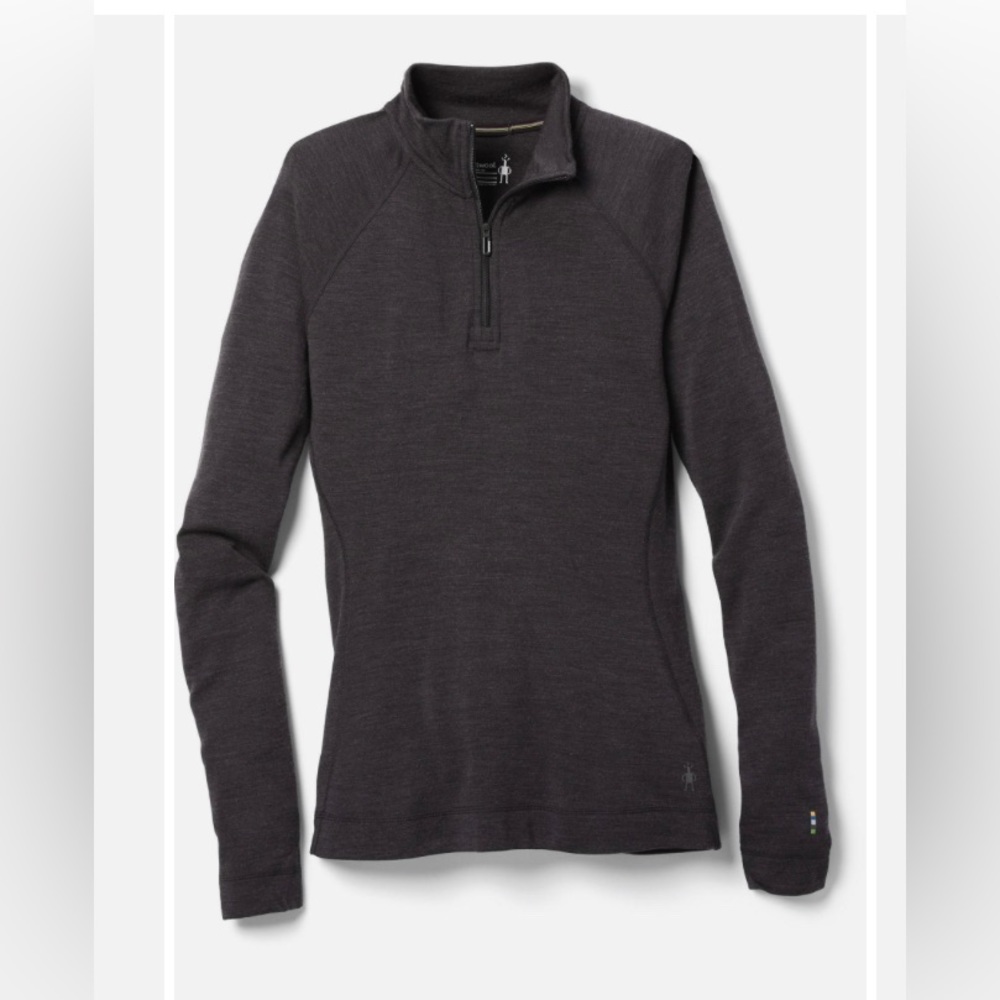 NWT Charcoal Heather Smartwool 1/4 Zip Merino Wool Baselayer Medium